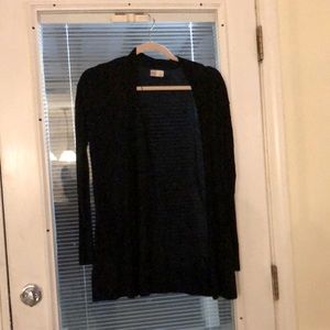 NWOT BLACK CARDIGAN WITH PICKETS & SIDE DETAIL